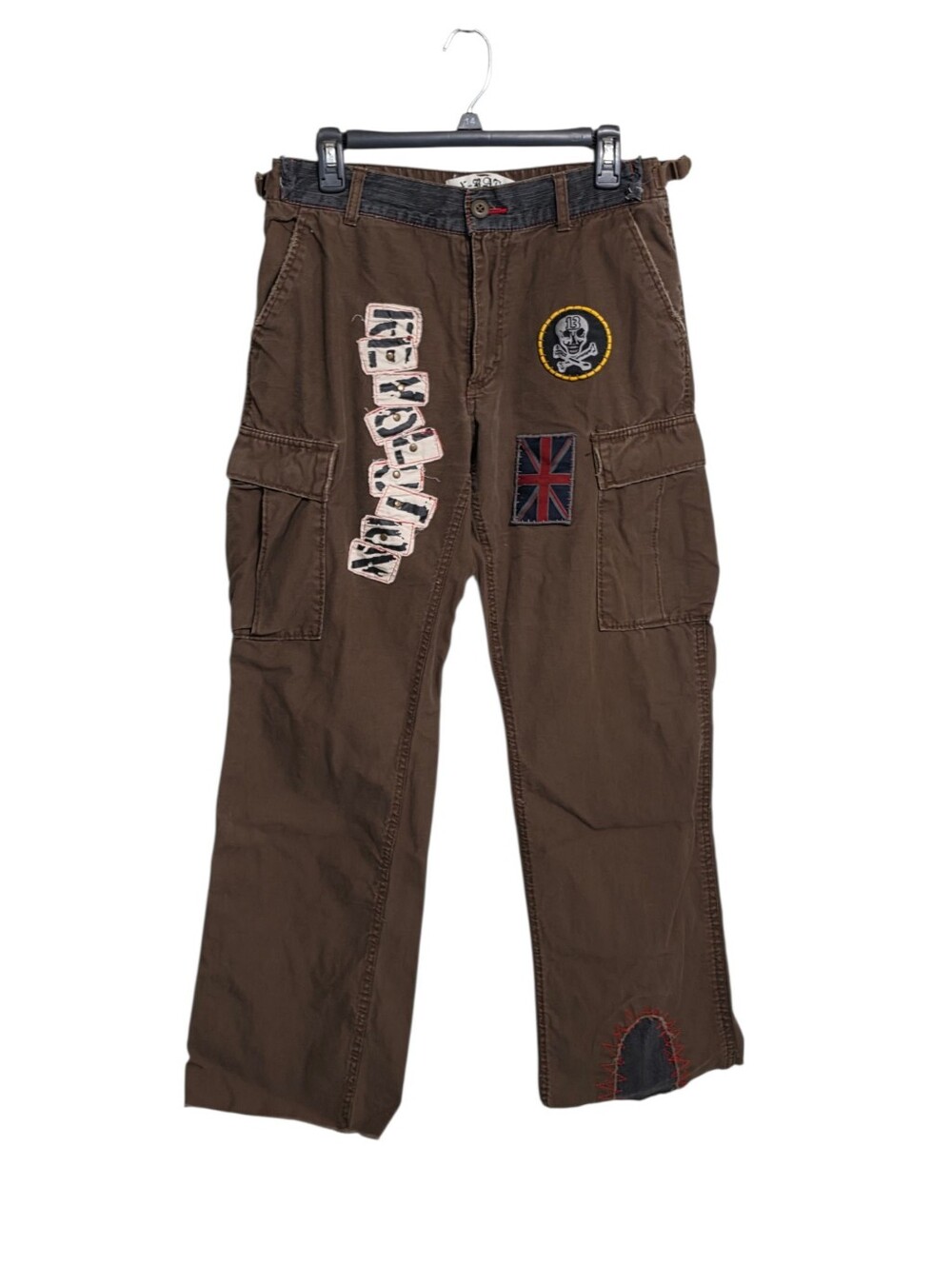 XRay Y2K 2000s Brown Cargo Utility Jeans 32 Streetwear Grunge Punk Skater Baggy